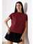 Dik Yaka Pamuklu T-Shirt 19588 Bordo 1