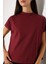 Dik Yaka Pamuklu T-Shirt 19588 Bordo 2