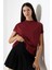 Dik Yaka Pamuklu T-Shirt 19588 Bordo 3