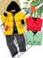 2-3-4-5 Yaş Pantolonlu Sweat Gabardin Ceket Cepli Kot Pantolon 3lü Erkek Bebek Takımı Kırmızı 1