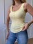 Sarı Ön Düğme Detaylı Askılı Bluz 1
