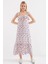 2237 Desenli Askılı Viskon Elbise - Lila 1