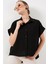 Oversize Kısa Kol Gömlek 20322 - Siyah 4
