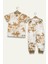 Unisex Çocuk Batik Desenli Pijama Takımı - Camel 4