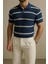 Mavi Beyaz Şeritli Polo T-Shirt Erkek 1