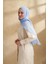Müslin Yaprak Desen Şal 3351-148 Bebe Mavisi 2