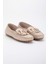 Kadın Hakiki Deri Tokalı Klasik Loafer - Bej 4