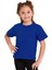 Bisiklet Yaka Kısa Kol Baskısız Saks Renk Kız Çocuk Tshirt 3