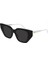 GG0641S 001 53-19 Siyah Cat Eye Çerçeveli Füme Mat Camlı Kadın Güneş Gözlüğü 1