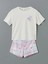 Lcw Kids ekru Bisiklet Yaka Kız Çocuk Şortlu Pijama Takımı 1