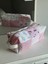 Pamuklu Pembe Patchwork Saç Şekillendirici Çantası | Kozmetik & Seyahat Organizer | 35X14X12 cm 4