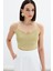 Ip Askılı Saten Crop Bluz - Olive 2