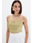 Ip Askılı Saten Crop Bluz - Olive 3