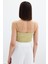 Ip Askılı Saten Crop Bluz - Olive 4