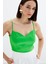 Ip Askılı Saten Crop Bluz - Açık Yeşil 1