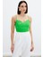 Ip Askılı Saten Crop Bluz - Açık Yeşil 2