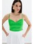 Ip Askılı Saten Crop Bluz - Açık Yeşil 3