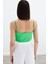 Ip Askılı Saten Crop Bluz - Açık Yeşil 5