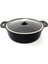 Trıana - 3631 - 2 Parça Biogranit Döküm, Ağır Üstün Kaliteli ve Şık Tasarımlı, 28 cm - 4,3 Litre, Karnıyarık, Pilav Tenceresi Siyah Gövde, Platin Detay 1