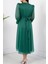Kadın Kemer ve Vatka Detaylı Simli Midi Elbise RYMY3590 5