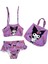 Kız Çocuk Mor Renk Kuromi Desenli Çantalı Mayo Seti 1