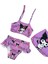 Kız Çocuk Mor Renk Kuromi Desenli Çantalı Mayo Seti 2