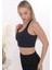Inkasol Önü Fermuarlı Sporcu Crop Büstiyer 5860 Lacivert 7