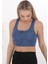 Önü Fermuarlı Sporcu Crop Büstiyer 5860 Indigo 5