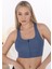 Önü Fermuarlı Sporcu Crop Büstiyer 5860 Indigo 10
