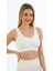 Kalın Askılı Pedli Fitilli Crop Büstiyer 5704 Beyaz 5