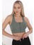 Önü Fermuarlı Sporcu Crop Büstiyer 5860 Çağla Yeşili 3