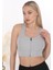 Önü Fermuarlı Sporcu Crop Büstiyer 5860 Gri 6