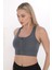 Önü Fermuarlı Sporcu Crop Büstiyer 5860 Füme 1