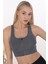 Önü Fermuarlı Sporcu Crop Büstiyer 5860 Füme 7