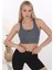 Önü Fermuarlı Sporcu Crop Büstiyer 5860 Füme 8