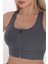Önü Fermuarlı Sporcu Crop Büstiyer 5860 Füme 9