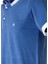 Mavi Erkek Polo Yaka Kısa Kollu T-Shirt – Beyaz Detaylı Modern Tasarım 4