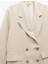 Yeni Sezon Uzun Kollu Cepli Keten Karışımlı Kruvaze Oversize Blazer Ceket 5