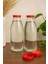 2 Adet 1 Litre Şeffaf Sürahi Süt, Ayran, Su, Limonata, Meşrubat Şişesi Plastik Kapaklı Cam Şişe 2