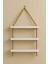 3 Katlı Hasır Ipli Uçan Raf Seti - Beyaz Mdf 45X15 cm | Dekoratif Askılı Raf 3