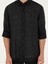 Erkek Siyah Slim Fit %100 Keten Gömlek 50284823-VR046 7