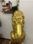 Dekoratif 53CM Büyük Boy Gold Aslan Heykeli Biblo Bahçe Süsü 6