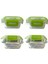 4'lü Kilitli Mama Saklama Kabı, 135 cc, Yeşil, Güvenli ve Pratik Cam Malzeme 1