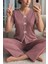 Gül Kurusu Fiyonklu V Yaka Yazlık Pijama Takımı 7315 1