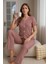 Gül Kurusu Fiyonklu V Yaka Yazlık Pijama Takımı 7315 2