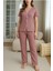 Gül Kurusu Fiyonklu V Yaka Yazlık Pijama Takımı 7315 3