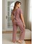Gül Kurusu Fiyonklu V Yaka Yazlık Pijama Takımı 7315 4