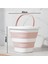 1175-1 Damla Katlanabilir Silikon Su Kovası 28X30CM Banyo Balkon Temizlik Kovası - Pudra Beyaz 2