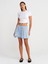 80585 Önü Fiyonklu Mini Denim Etek-Mavi 1