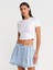 80585 Önü Fiyonklu Mini Denim Etek-Mavi 4